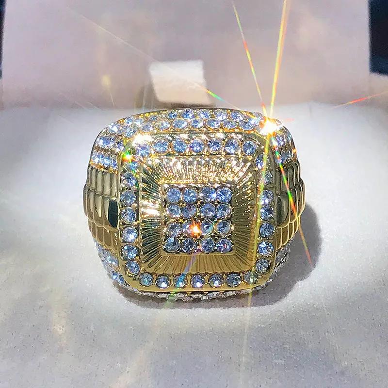 Exquisite Shiny Full Zirconia Ring Charming Business Cocktail Party Jewelry for Men Women Banquet Birthday Gifts