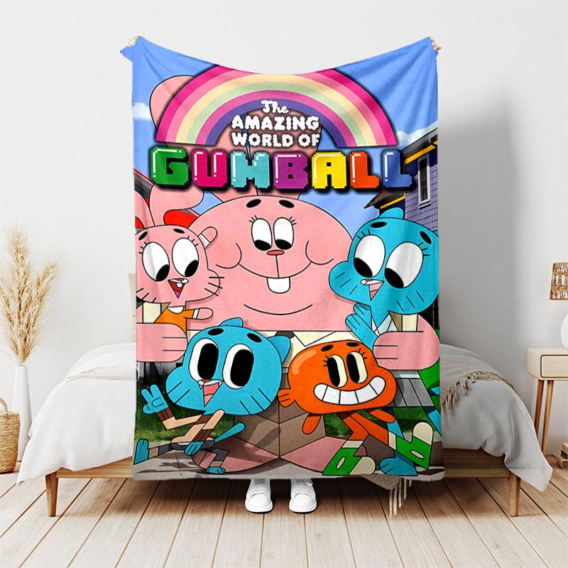 1pc Blanket The Amazing World of Gumball1 Print Design, Lightweight Blanket for Sofa, Bed- Soft &Warm, Gift for All Seasons Like Christmas, Halloween