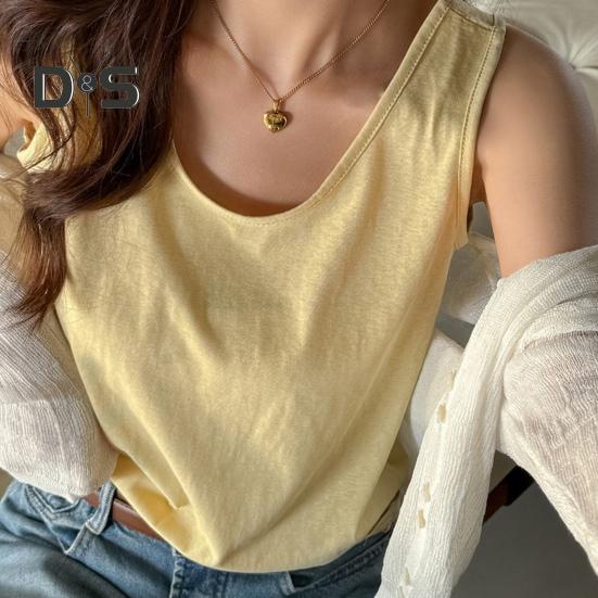 Women Vest O-Neck Sleeveless Loose Fit Tank Tops Solid Color Casual Camisole Summer Versatile Daily Tops