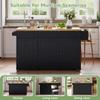 Isola da Cucina con Piano di Lavoro Pieghevole, Mobile da Cucina su 6 Ruote Bloccabili, con Ripiano, Portaoggetti da Porta, 2 Cassetti Grandi, Nero, 137 x 89,5 x 45 cm