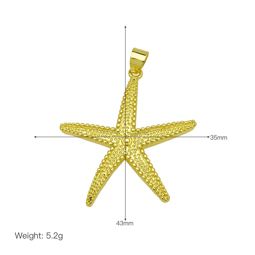 Ocean Wind Starfish Conch Copper Plated Real Gold Pendant Pendant Necklace Accessories