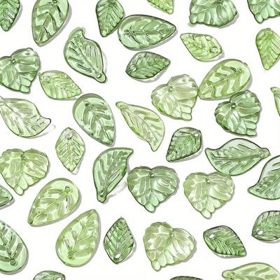 50pcs Acrylic Mini Small Tree Leaves Hand Beaded DIY Handmade Necklace Earrings Loose Bead Jewelry Accessories Clothing Accessor