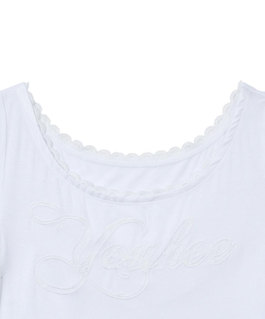 YOUHEE Youhee Lace Unbalance T-Shirts_White