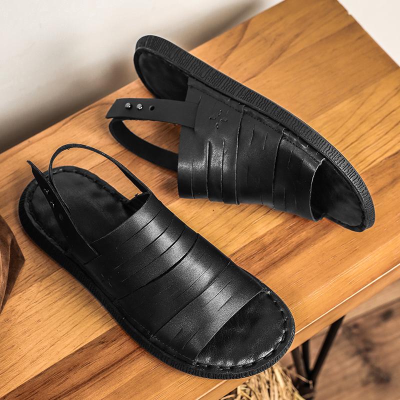 Genuine Leather Cool Flats New Arrival Sandals Breathable Summer Shoes Men's Antiskid Slippers Luxury Brand Beach Shoes Sandaly