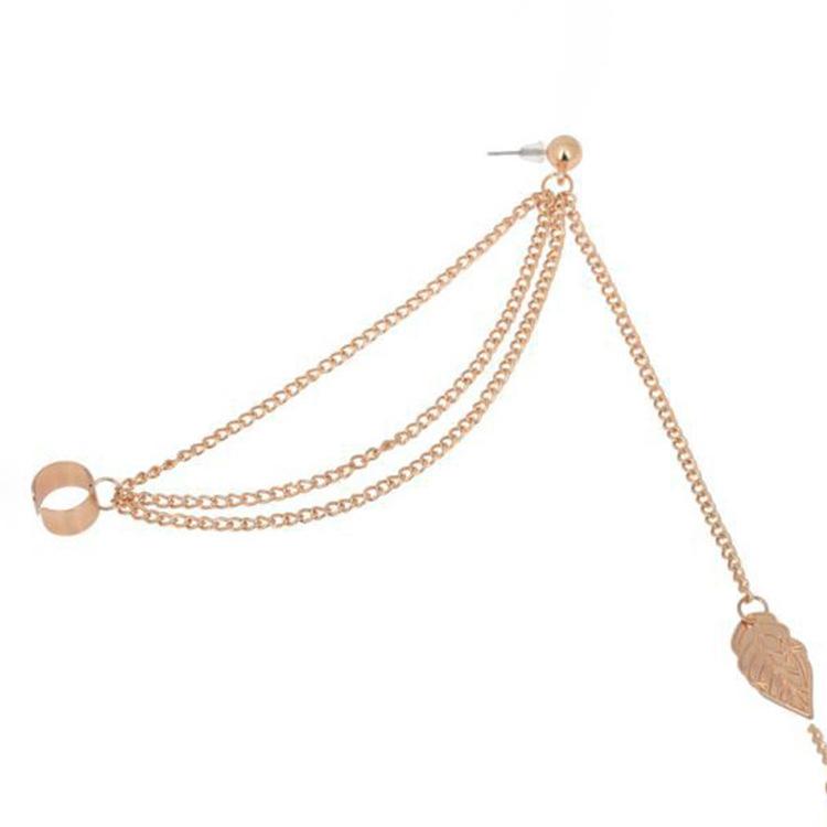 

Сексуальные серьги, зажимы для ушей, серьги с кисточками из металлических листьев, одиночные серьги для женщин