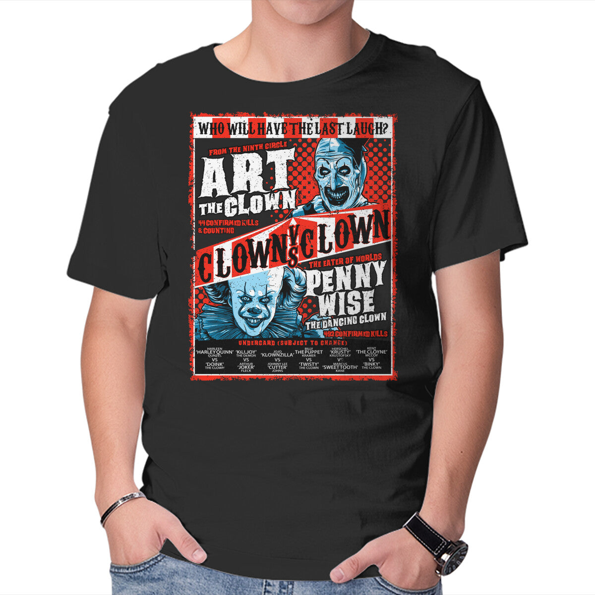 Unisex Crew Neck T-Shirt Clown Vs Clown Graphic Short Sleeve Casual Tee XXXL