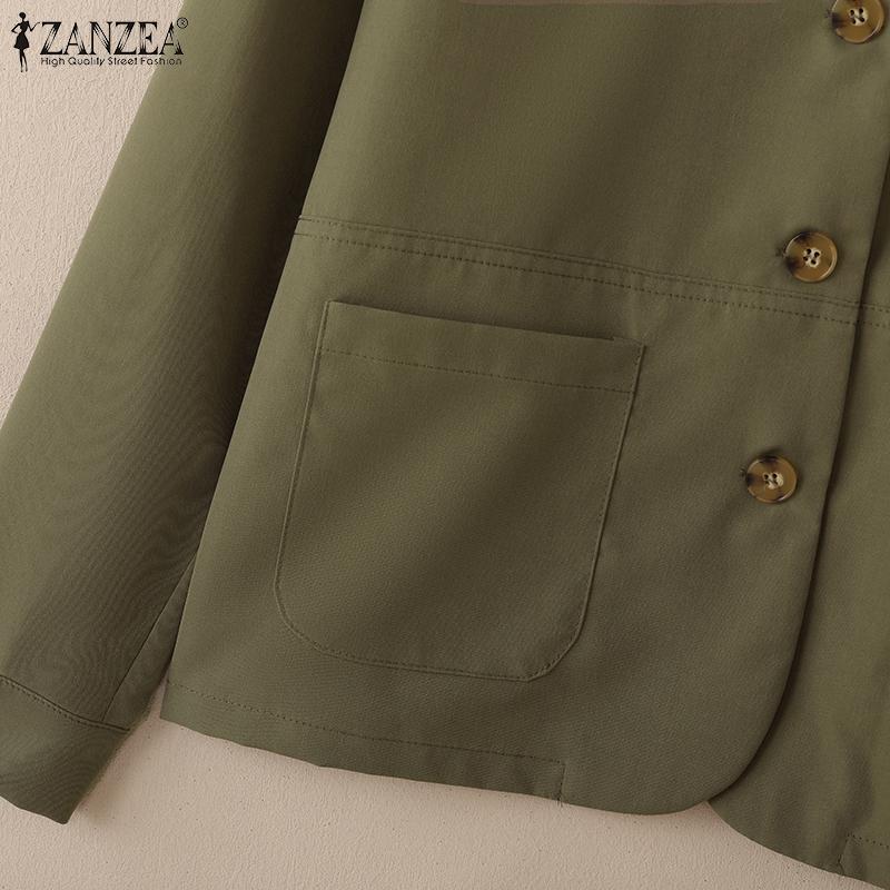 ZANZEA Dam Casual Vändkrage Lös Långärmad Blus