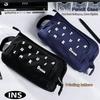 L-shape Large Opening Pen Bag Handheld Stationery Pouch Multi-functional Pencil Case  Students Gift