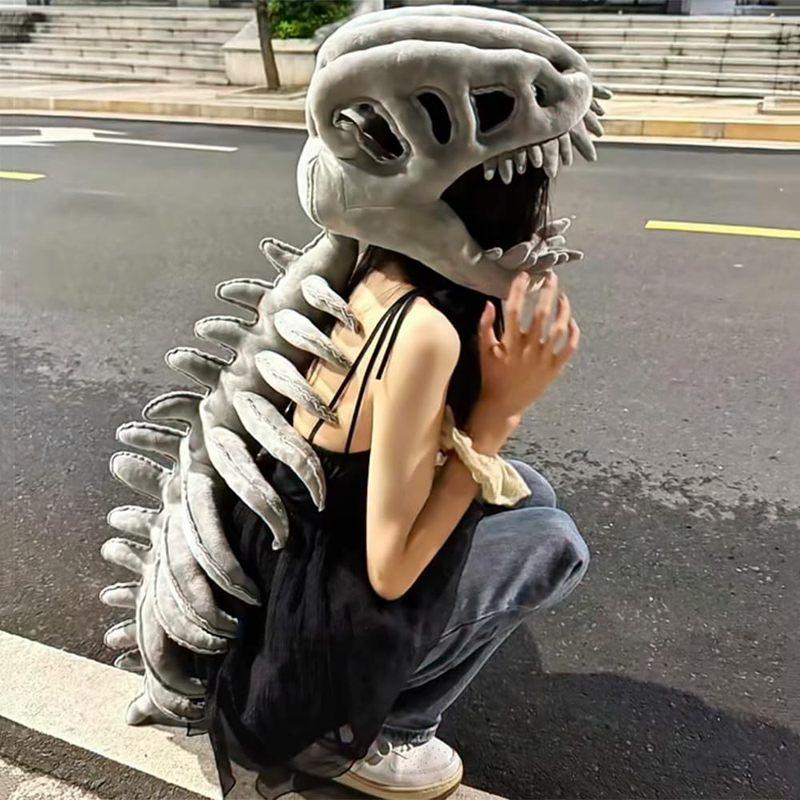75/115CM Dinosaur Skeleton Costume Set Dress Up Clothing Plush Toys Party Cosplay Toy Kid Adult Dress-Up Creative Funy Gift