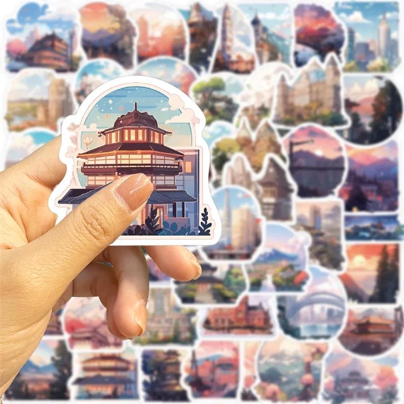 10/30/50PCS Cartoon Scenery PVC Sticker Aesthetic Korean Children's Decoration Scrapbooking Stationery School Supplies for Kid