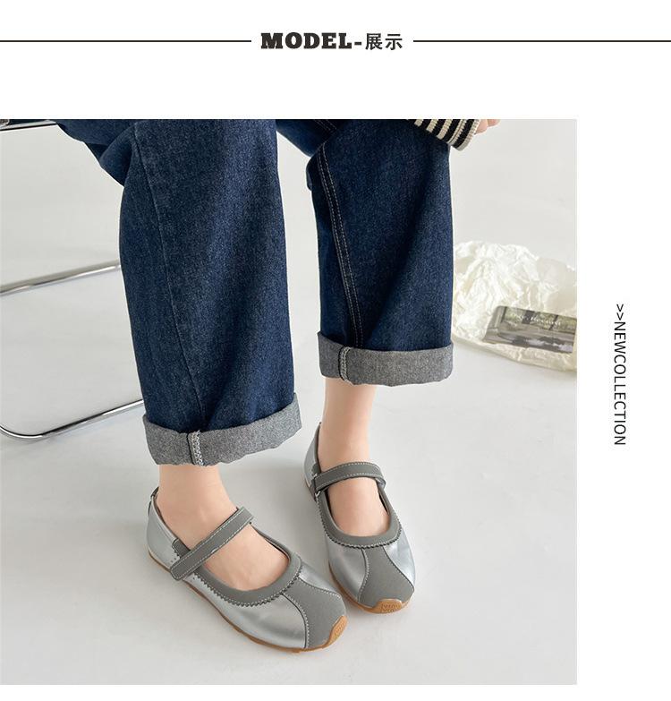 Temperament Light Silver Ballet Flat Shoes Women's 2025 New Spring Retro French Mary Jane Single Shoes
