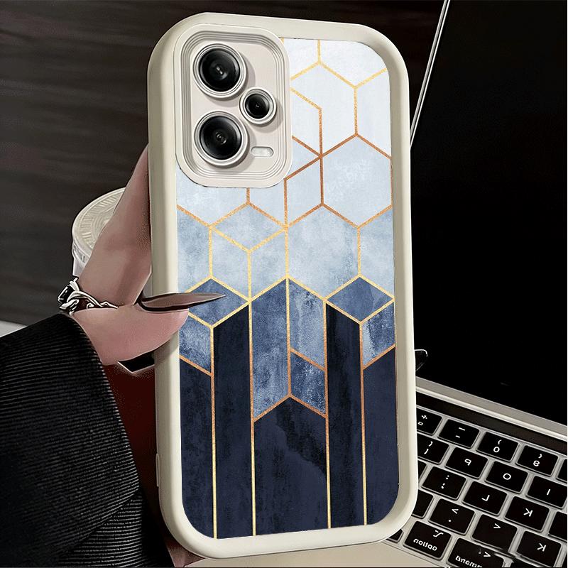 Geometric Marble Pattern Soft Phone Case for Xiaomi Poco X7 X6 X5 Pro X4 Gt X3 F7 Ultra M8 M7 Redmi 15C 15 14C 13 13C 12 12C 10