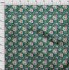 oneOone Cotton Flex Fabric Watercolor Leaves & Flower Floral Print Sewing Fabric BTY 40 Inch