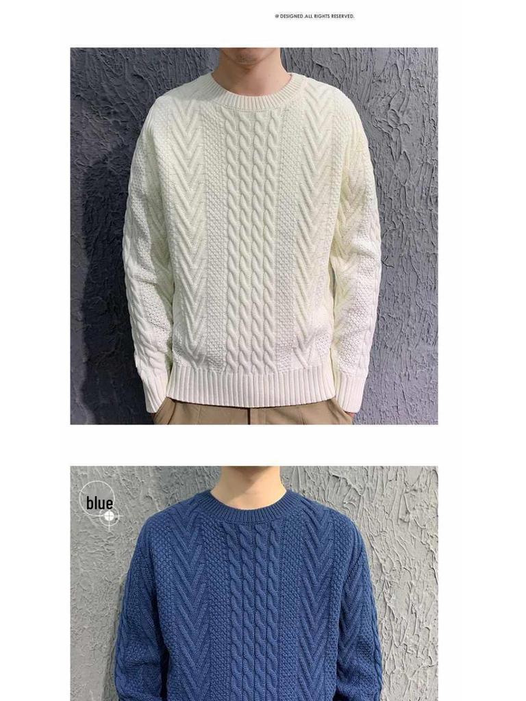 2025 Herbst/Winter Herren Grobstrick Zopfmuster Strickjacke - Koreanischer Stil Locker Strickware für Paare