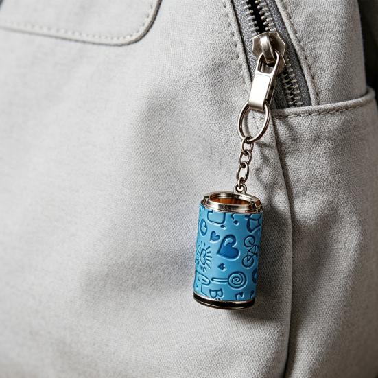 Keychain Pendant, Embossed Imitation Leather Key Ring with Metal Edging, Mini Coin Storage Keychain, Backpack Hanging Charm