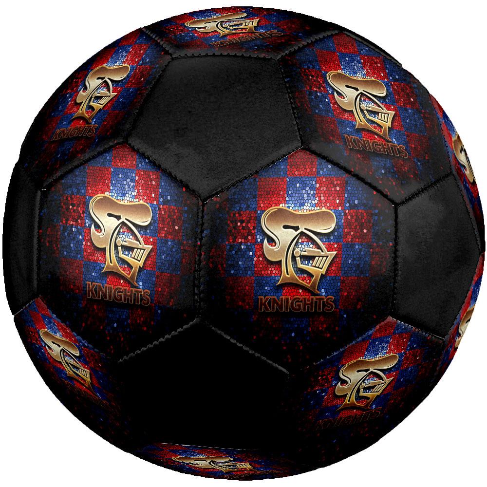 Newcastle Knights Size 5 Soccer Ball, Machine-Stitched PVC, Durable & High Bounce, All Ages Fit, Fan Merchandise, Matches & Outdoor Use.