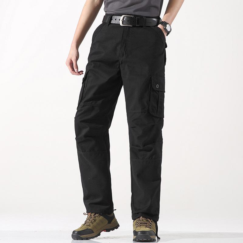 Pánské jarní a podzimní nové kombinézy s více kapsami rovné kalhoty čistá bavlna pánské trendy volné ležérní kalhoty