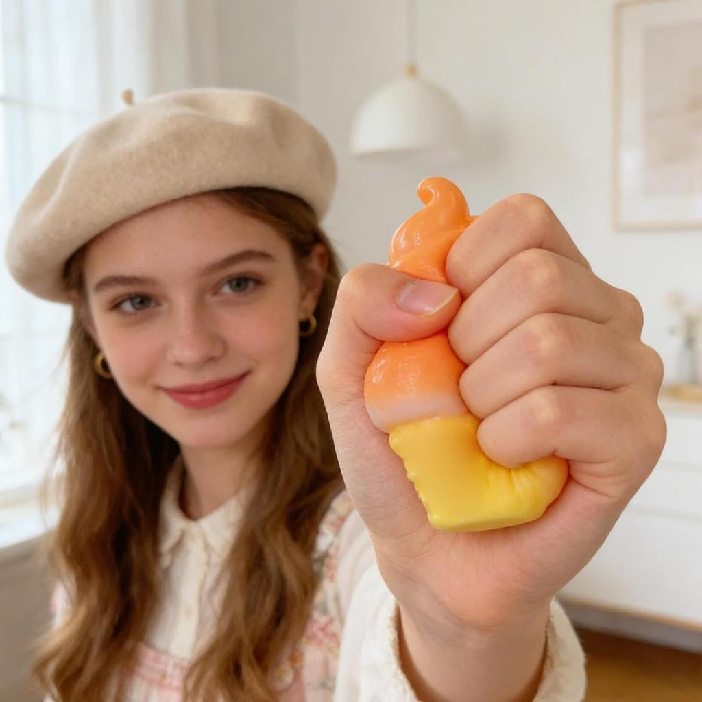 Ice Cream Squeeze Squishy, Ice Cream Cone Dumpling Slow Rise Sensory Toy Soft Squishy Sensory Squeeze Ball