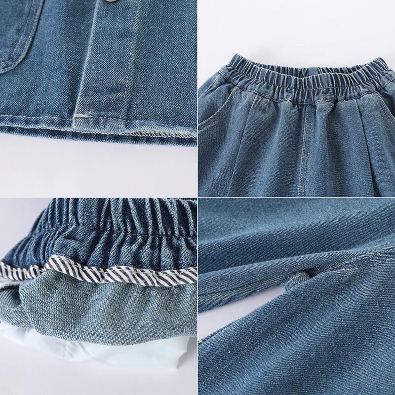 Montagut Girls' Denim Vest and Jogger Pant Set