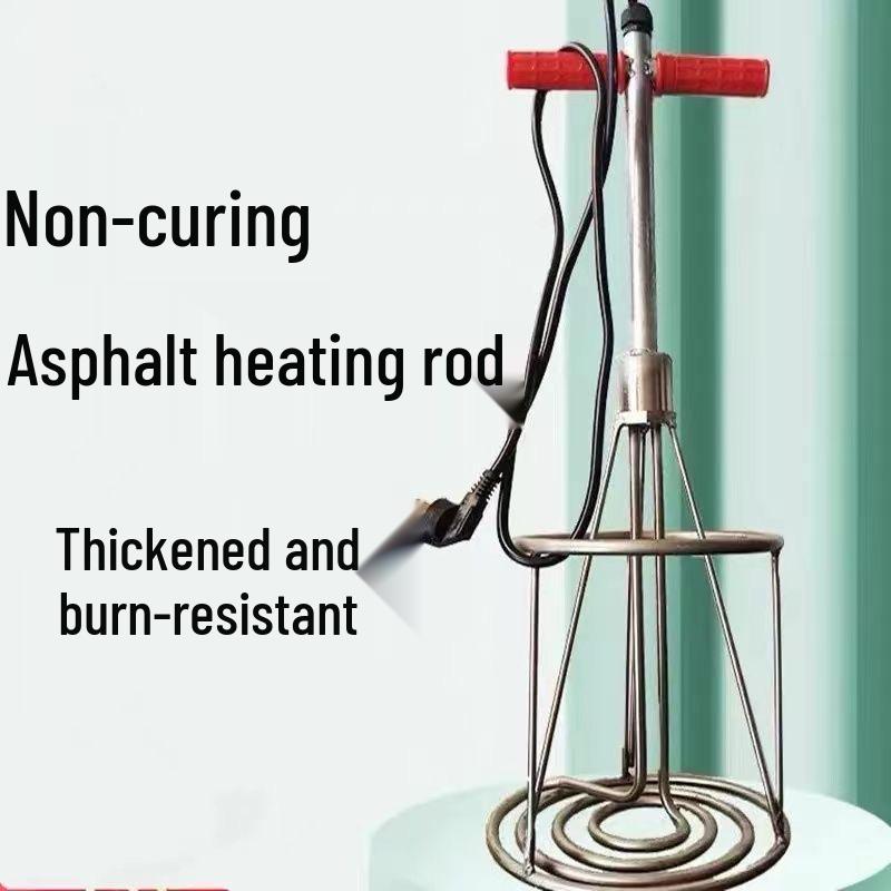 Heat-Resistant Asphalt Heater Rod with Thick Rubber Coating, Heightening Feature & Stainless Steel Red Handle