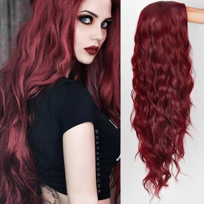 Parrucche ondulate Ombre Parrucche sintetiche Cosplay parte centrale bionda marrone nero con parrucche per capelli lunghi da donna Capelli finti
