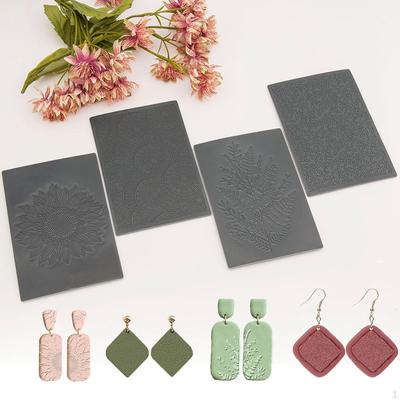 4 peças de folhas de textura de argila de silicone carimbos ferramentas projetos flores folhas padrão decoração para casa