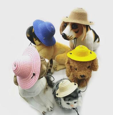 Summer Straw Sun Hats for Cats and Dogs - Cute Pet Party Headdress