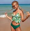 Neuer sexy rückenfreier Träger-Bikini Damen große Größe geteilter Badeanzug Rüschenrand