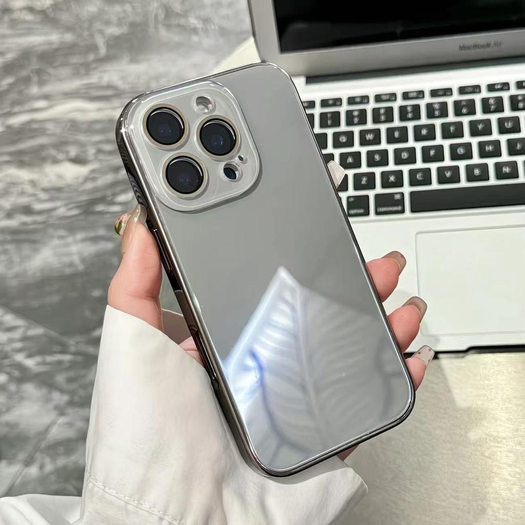 Fashion Plating Tempered Glass Phone Case For For Iphone 17 16 15 14 13 12 11 Pro Max Camera Lens Protection Shockproof Glossy Cover