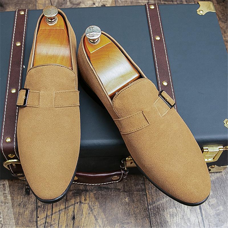 Fashion Trend Designer New Men's Suede Leather Casual Shoes Male Monk Strap Loafers Formal Flats Dress Footwear Sapatos Tenis Masculino