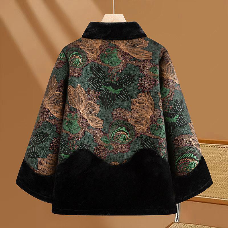 Warm Fur-Lined Cotton Coat for Middle-Aged and Elderly Women – Fashionable and Thickened for Winter