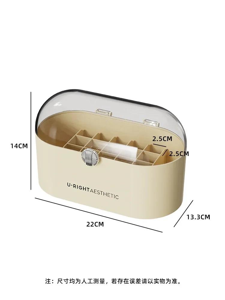 

Чехол для переноски лака для ногтей, губной помады, косметическая полка, чистый рабочий стол с крышкой, пылезащитный ящик для хранения маникюрных инструментов, органайзер