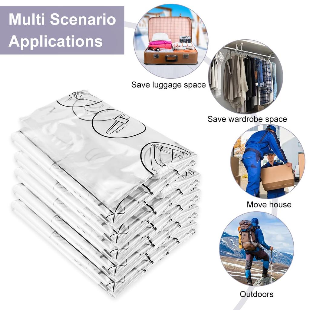 5 Pack Hanging Vacuum Storage Bags Space Saver Bags Hanging Storage Bags for Clothes for Suits Dress Jackets Closet Organizer
