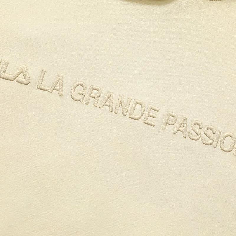 Fila Solid Color Logo Embroidered Hoodie Women Hoodies Beige F11W318215FLK