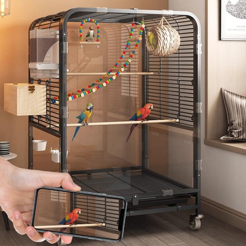 Luxury Bird Cage for Parakeets Cockatiels Lovebirds Premium Parrot Home Spacious Habitat for Indoor Splash-proof Metal Aviary