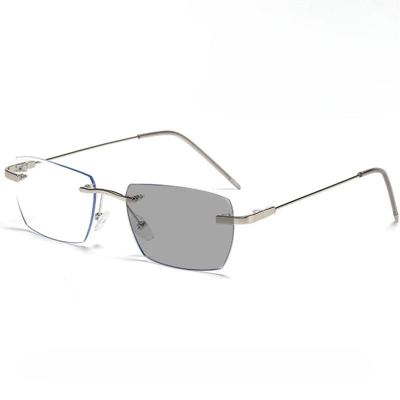 Ultralight Rimless Pochromic Myopia Glasses for Women Men Blue Light Blocking Computer GLasses Near-sighted UV Sunglasses