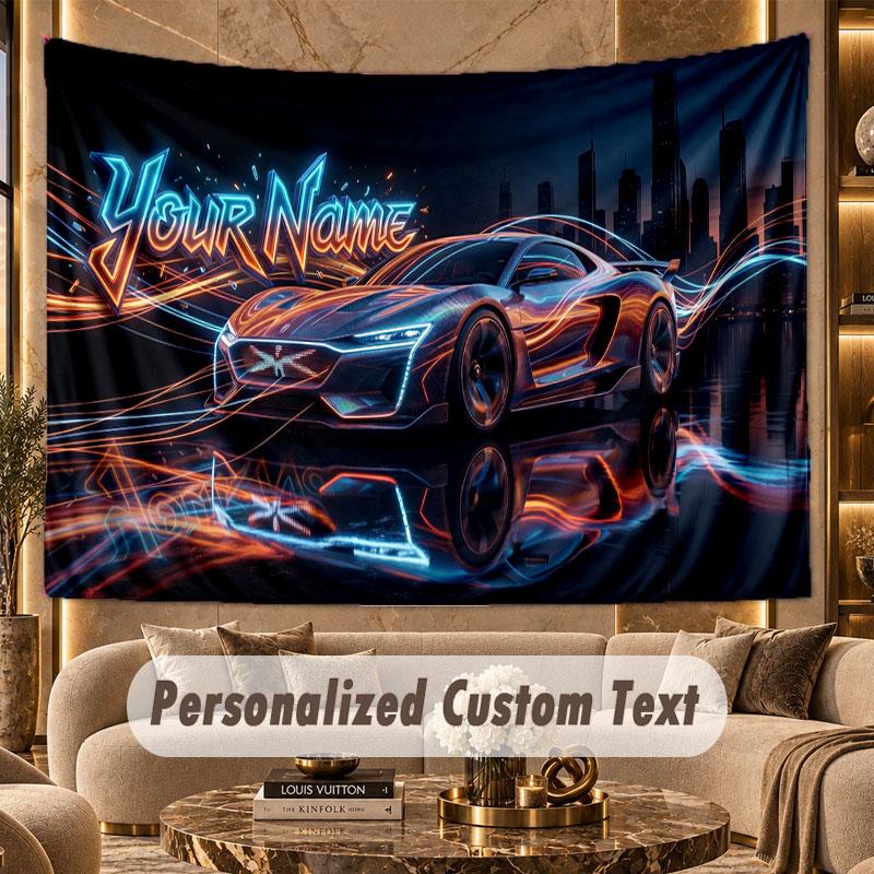 Neon Abstract (69) Theme Wall Tapestry Customized With Name Text Personalized Hanging Tapestry For Bedroom Living Room Decor