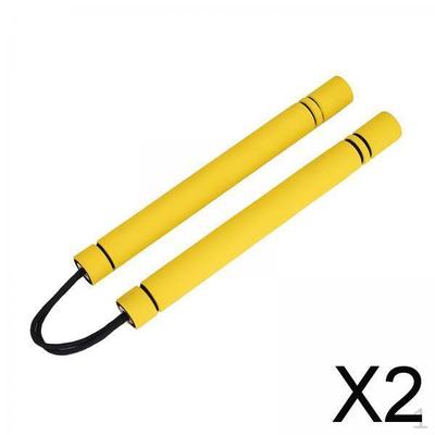 2x Nunchaku din Spumă pentru Antrenament Bastoane Arte Marțiale pentru Copii Adulți Începători Fitness Galben