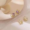 Women Star & Moon Crystal Earrings Elegant Light Luxury Exquisite Shiny Zircon Ear Studs Golden Fashion Jewelry Gifts Wholesle