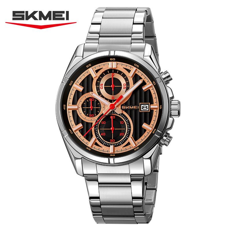 Men's Quartz Watch Multifunctional Waterproof Watch Fashion Watch Business Luminous Steel Belt Quartz Watch Men's