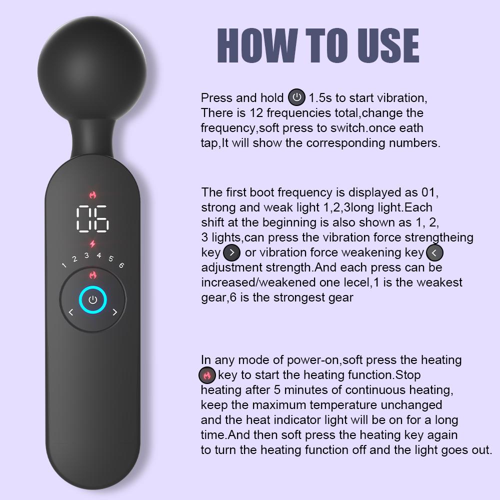 Clitoris AV Vibrator G Spot Smart Heating Magic Wand Masturbator 12 Modes 6 Speeds Female Private Orgasm Adult Sex Toy for Women