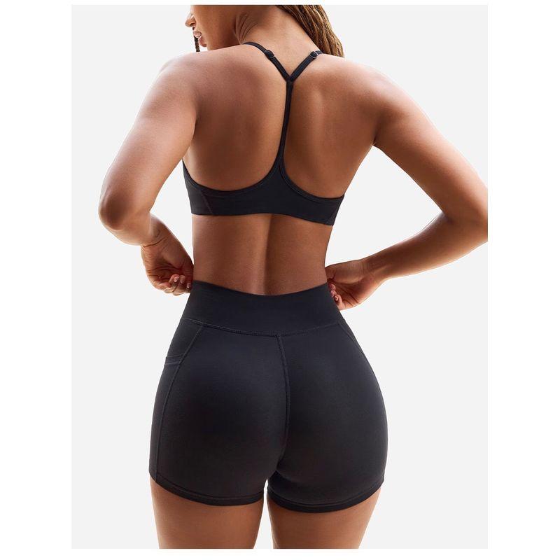Spaghetti Strap Y Word Beauty Back Exercise Bra Pocket Peach Hip Shorts Yoga Clothes Fitness Suit Sports Suit for Women