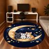 1PC Cats Moon Stars Round Chair mat Area Rug - Non-Slip, Floor Mat for Office, Bedroom, home decor Christmas Gift c0528045