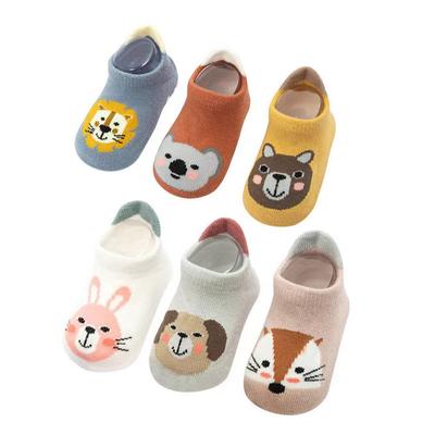 6 Pairs a Lot Baby Autumn Floor Socks Infant Cartoon Animal Thin Adhesive Socks Kids Girls Non Slip Socks