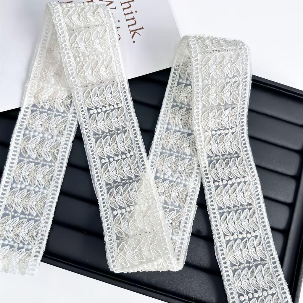 5.5Cm New Chinese Exotic Handmade Bead Embroidery Barcode Strand Diy Hanfu Cuff Accessories Edge Lace Accessories