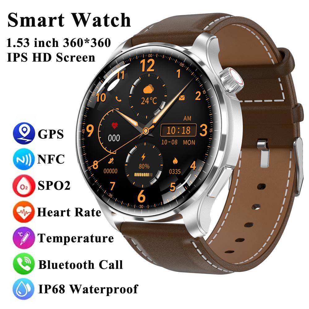 KEYSION 2025 New 1.53'' 48mm Bluetooth Call Smart Watch Men Sport SPO2 Heart Rate Health Monitoring GPS NFC Smartwatch for Android IOS Phone