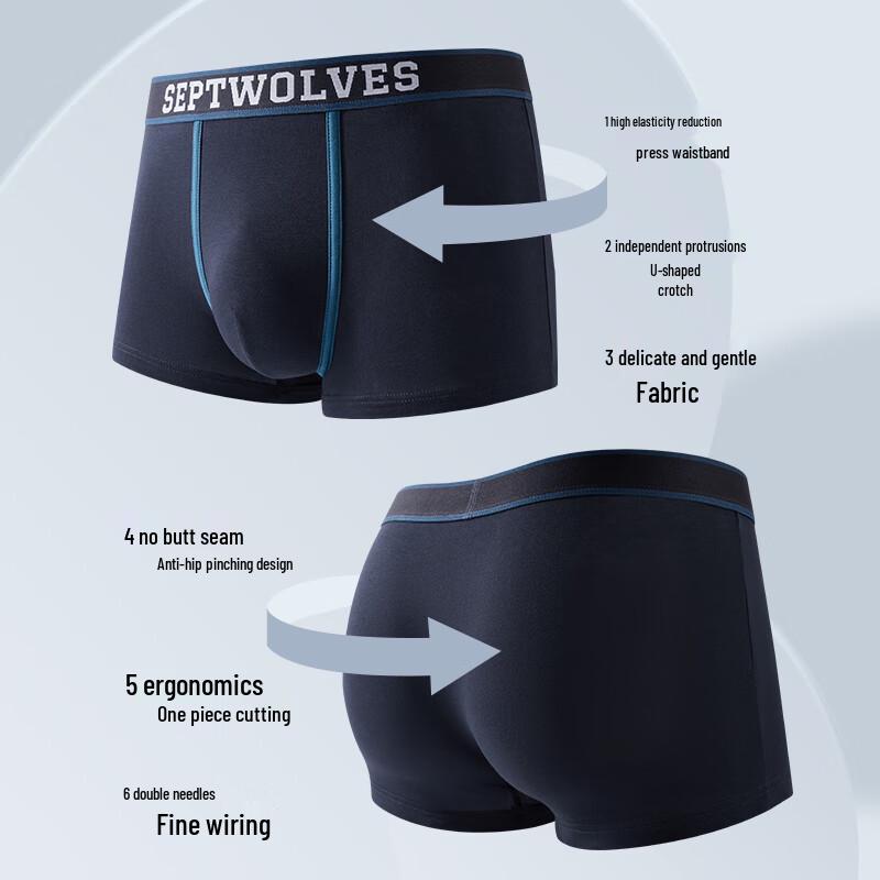 Qipilong Men's Pure Cotton Antibacterial Boxer Briefs 3-Pack