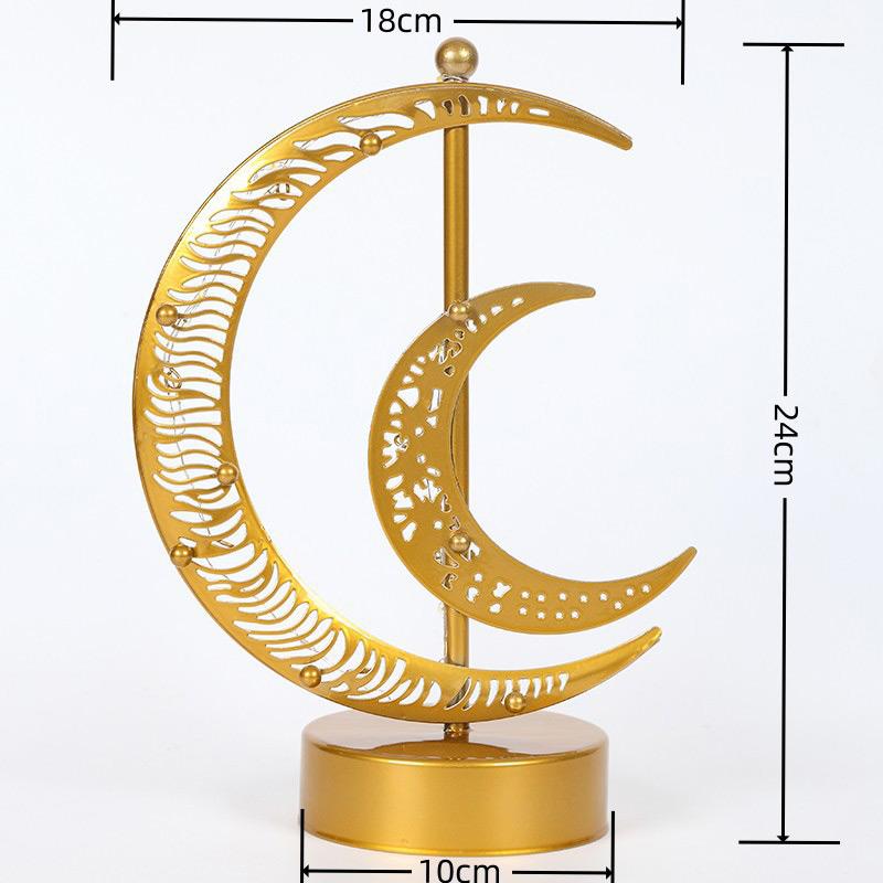 Eid Mubarak Iron Art Moon Star Led Hollow Light Ramadan Decoration 2026 Home Islamic Muslim Festival Party Supplies Eid