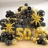 Black Gold 18 20 30 40 50 60th Birthday Balloon Set Happy Birthday Banner Number Balloon Arch Kit Party Decorations