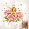 Creative Cartoon Hand Painted Flower Fairy with Butterflies Wall Sticker Self-Adhesive Removable for Kids Room Home Decor
